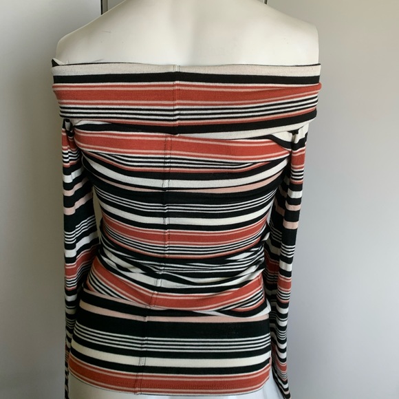 Free People small cowl neck/ off shoulder striped pullover top - Picture 5 of 5